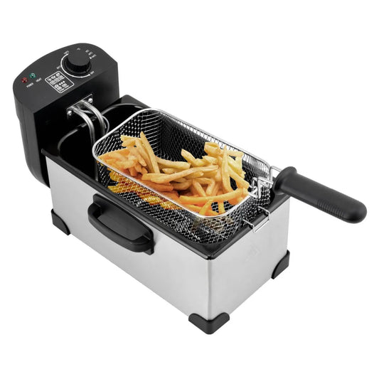 Freidora Eléctrica RECCO RFR-FRIGGERE 3L Inoxidable — 2000W, Control de Temperatura 0–190°C