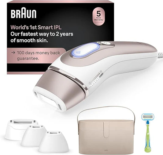 Braun Smart IPL, Skin i·Expert Pro 7, El Mejor Dispositivo de Depilación según VOGUE, Depilación IPL para Mujeres y Hombres, Reducción Permanente del Vello con Láser en Casa, El Primer Sistema de Aplicación Inteligente del Mundo, 4 Cabezales, IPL7387