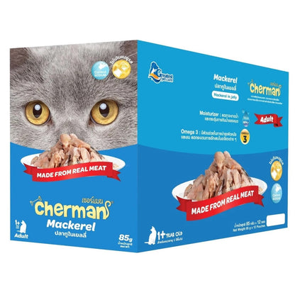 [ยกโหล] Cherman pouch อาหารแมวเปียกเชอร์แมน ยกโหล 12 ซอง ขนาด แมวโต85g ลูกแมว 70g