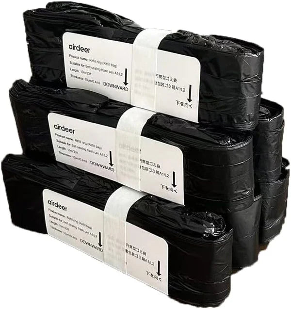 Anillo de Bolsa de Repuesto Airdeer, Bolsas para bote de basura, Bolsa de basura continua de 10 m, Diseñado para el bote de basura inteligente autosellante Airdeer (A1/L2, Paquete de 6)