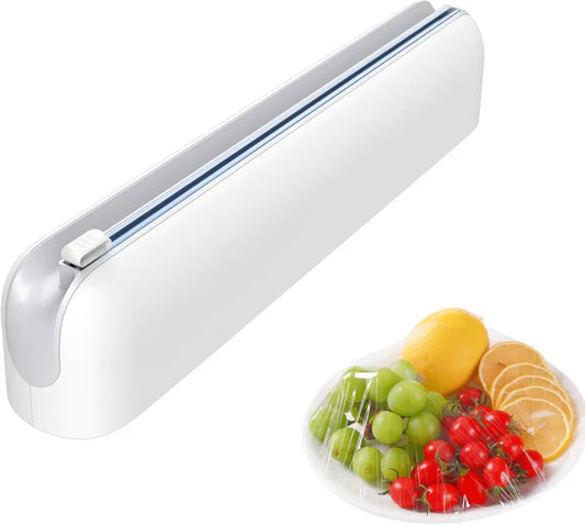 Dispensador de Papel de Aluminio y Film Transparente con Cortador - Fácil Uso con Una Mano, Organizador de Cocina para Ahorrar Espacio en Encimeras y Armarios, Dispensador Magnético de Papel Film
