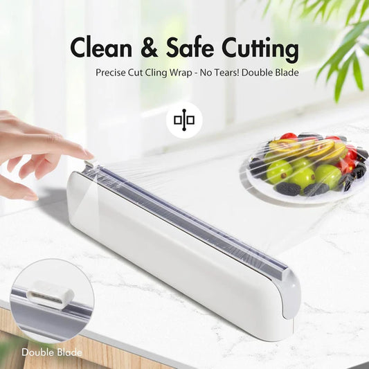 Dispensador de Papel de Aluminio y Film Transparente con Cortador - Fácil Uso con Una Mano, Organizador de Cocina para Ahorrar Espacio en Encimeras y Armarios, Dispensador Magnético de Papel Film