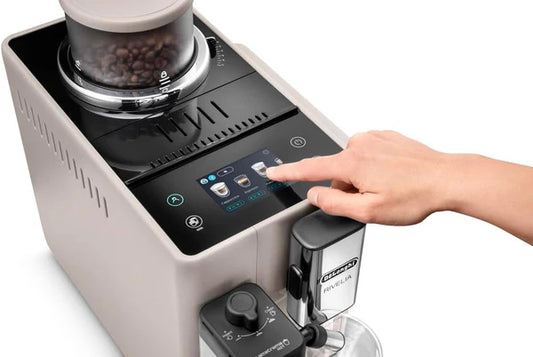 De'Longhi Rivelia EXAM440.55.BG - Máquina de Café Totalmente Automática con Leche LatteCrema Hot (incluido) y Cold (se vende por separado), Sistema Bean Switch, Pantalla Táctil de 3.5", 19 bares