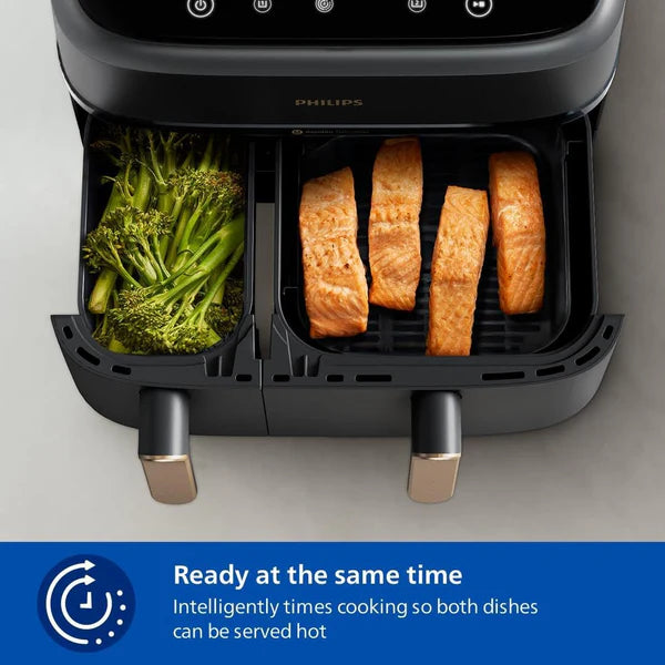 Oferta de Aniversario de Cantidad Limitada：Philips 3000 Series NA352/00 - Freidora de Aire de Doble Cesta, 9L, 8 en 1