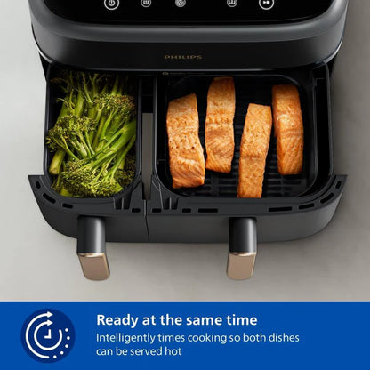Oferta de Aniversario de Cantidad Limitada：Philips 3000 Series NA352/00 - Freidora de Aire de Doble Cesta, 9L, 8 en 1
