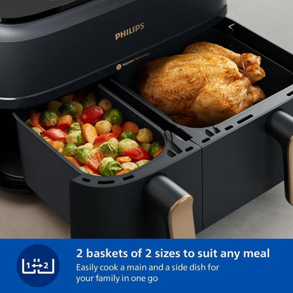 Oferta de Aniversario de Cantidad Limitada：Philips 3000 Series NA352/00 - Freidora de Aire de Doble Cesta, 9L, 8 en 1