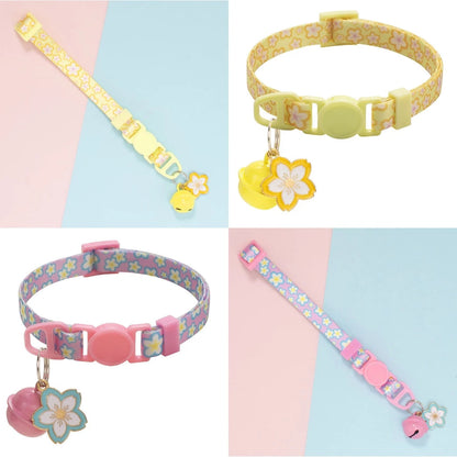 yoyopet : Cat collar ปลอกคอแมว ลายซากุระ สีพาสเทล ปลอกคอนิรภัย สวมใส่สบาย ไม่เจ็บคอ