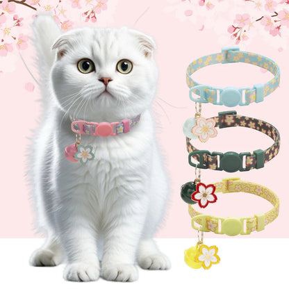 yoyopet : Cat collar ปลอกคอแมว ลายซากุระ สีพาสเทล ปลอกคอนิรภัย สวมใส่สบาย ไม่เจ็บคอ