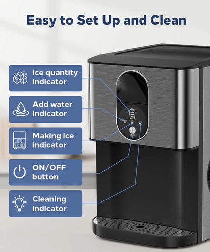 Oferta de Aniversario de Cantidad Limitada：Kndko Nugget Ice Maker, Dispensador Automático de Hielo en Pepitas, 44lbs/24H, Máquina de Hielo con Autolimpieza, Almacenamiento de Hielo de 3.3lbs