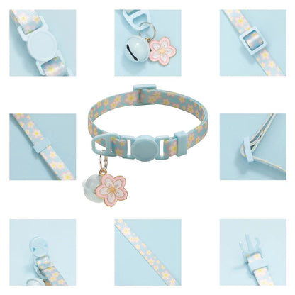yoyopet : Cat collar ปลอกคอแมว ลายซากุระ สีพาสเทล ปลอกคอนิรภัย สวมใส่สบาย ไม่เจ็บคอ
